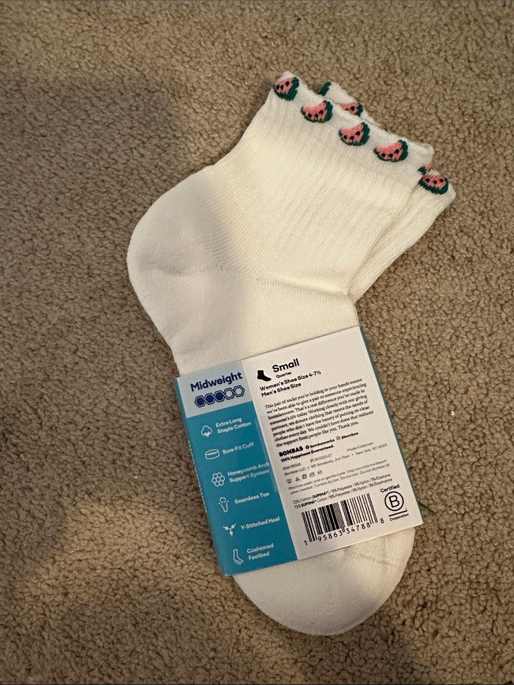 NWT Bombas small watermelon socks - Picture 2 of 3